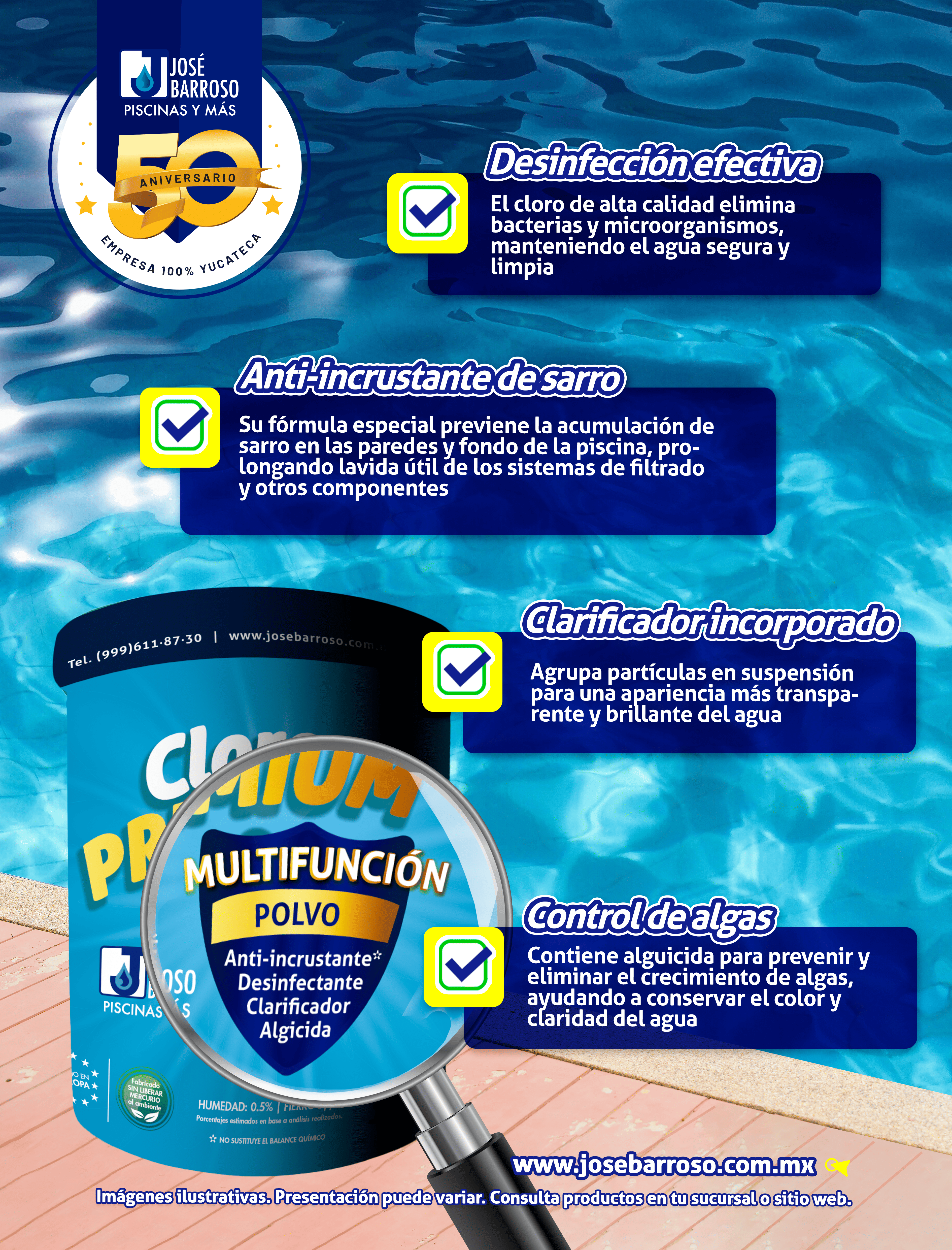 Cloro En Polvo Multifunción 1kg - 4 en 1 Con ¡antisarro!