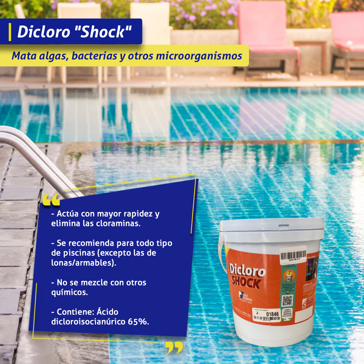 Dicloro "Shock" 4.5kg para Piscina/Alberca (Uso Correctivo)