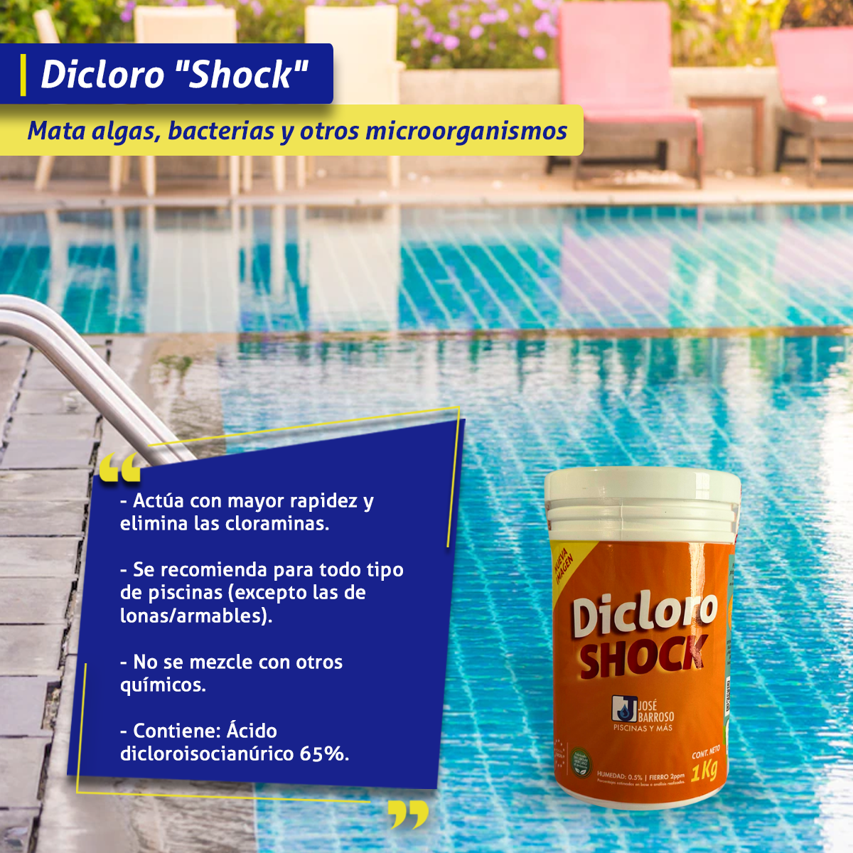 Dicloro "Shock" 1kg para Piscina/Alberca (Uso Correctivo)