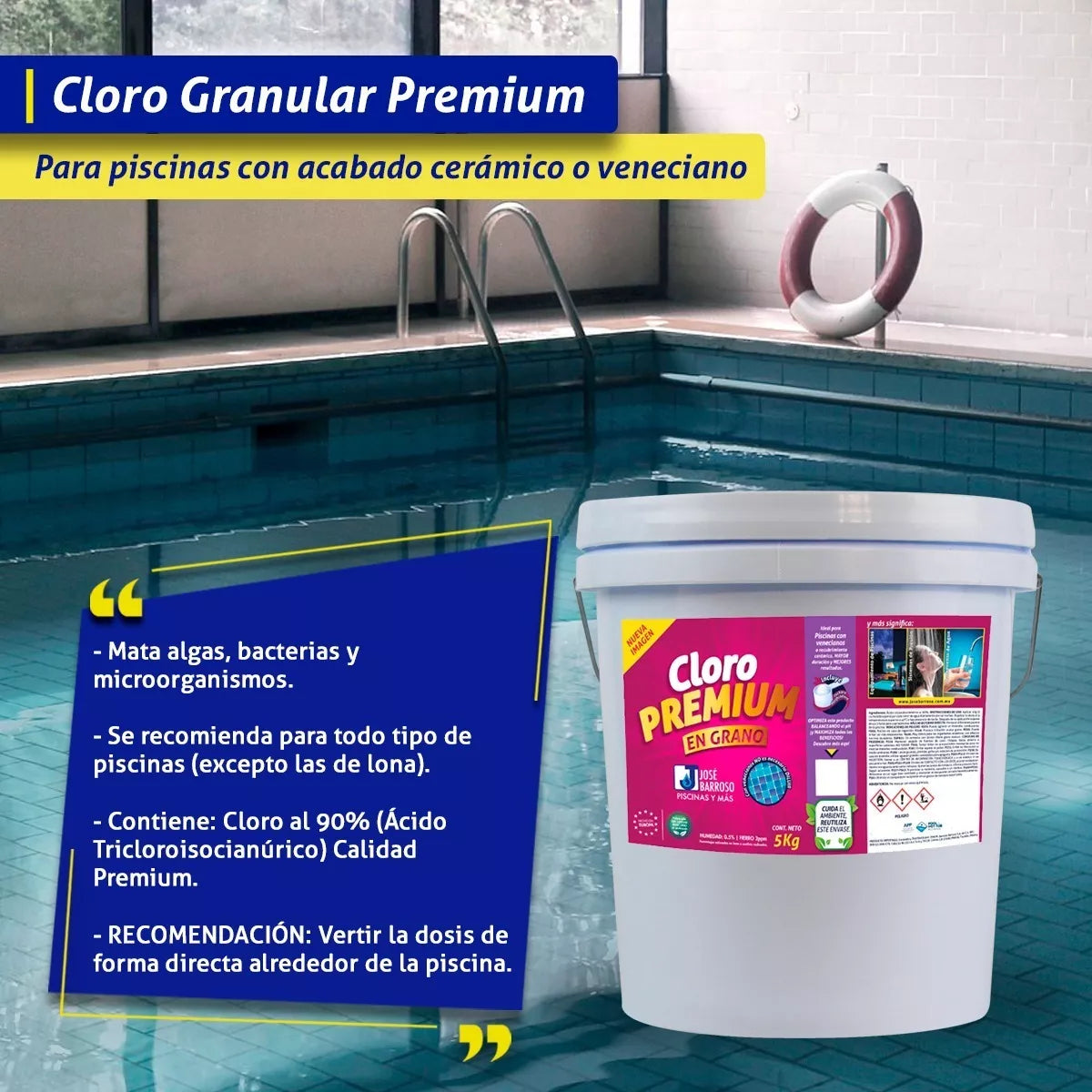 Cloro Granular Premium 5kg Alberca - 35% Más De Rendimiento!