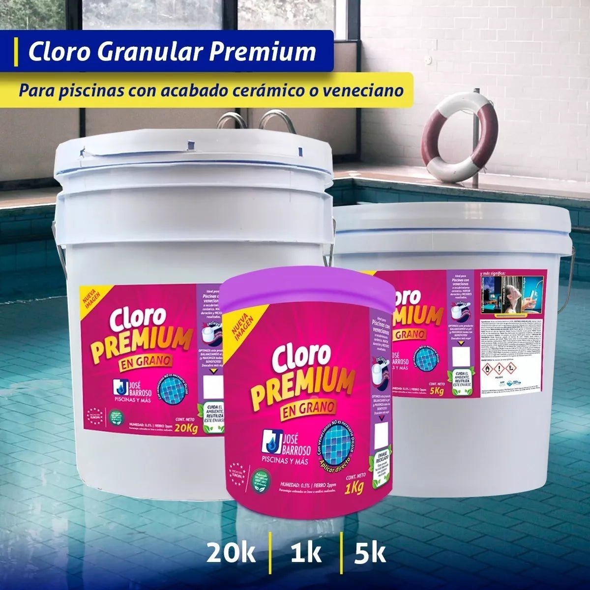 Cloro Granular Premium 5kg Alberca - 35% Más De Rendimiento!