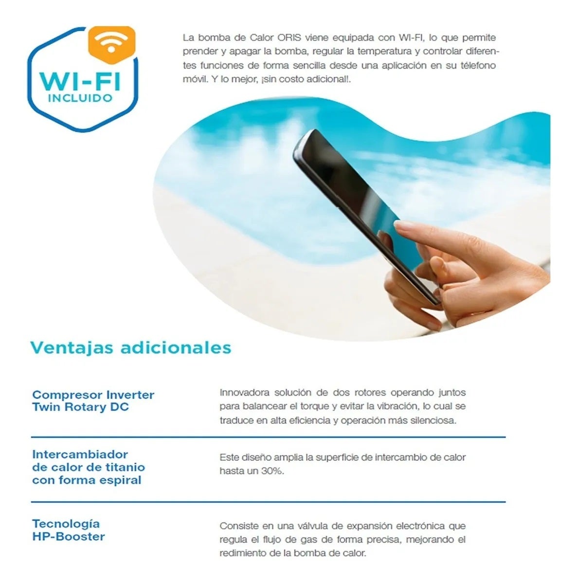 Bomba de calor Oris Full Inverter 30,000 btu Alberca y Spa